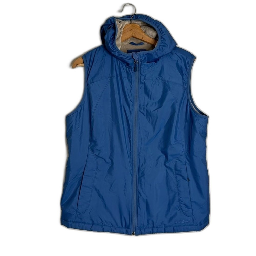 L.L. Bean Women's Hooded Fleece Lined Vest Blue Large